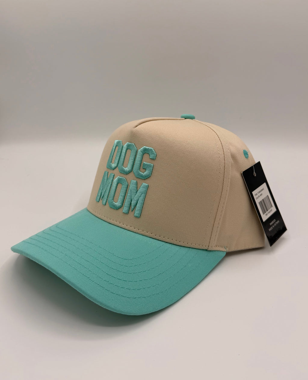HAT | Dog Mom - Beige/Aqua