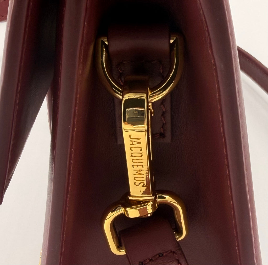 Jacquemus Le Bambino Burgundy Leather Top Handle Crossbody Bag