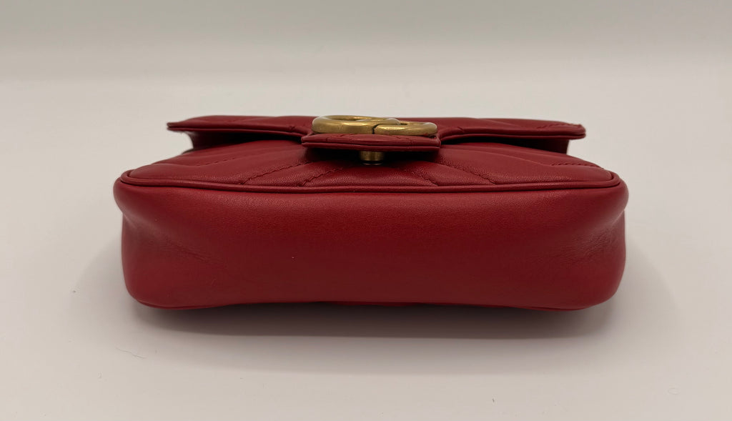 Gucci GG Marmont Super Mini Matelassé Leather Bag – Red