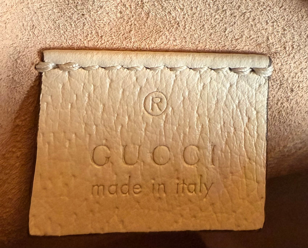 Gucci Ophidia Mini Round Crossbody Bag in White Leather with Web Stripe