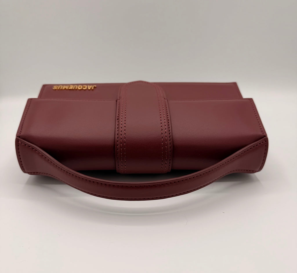 Jacquemus Le Bambino Burgundy Leather Top Handle Crossbody Bag