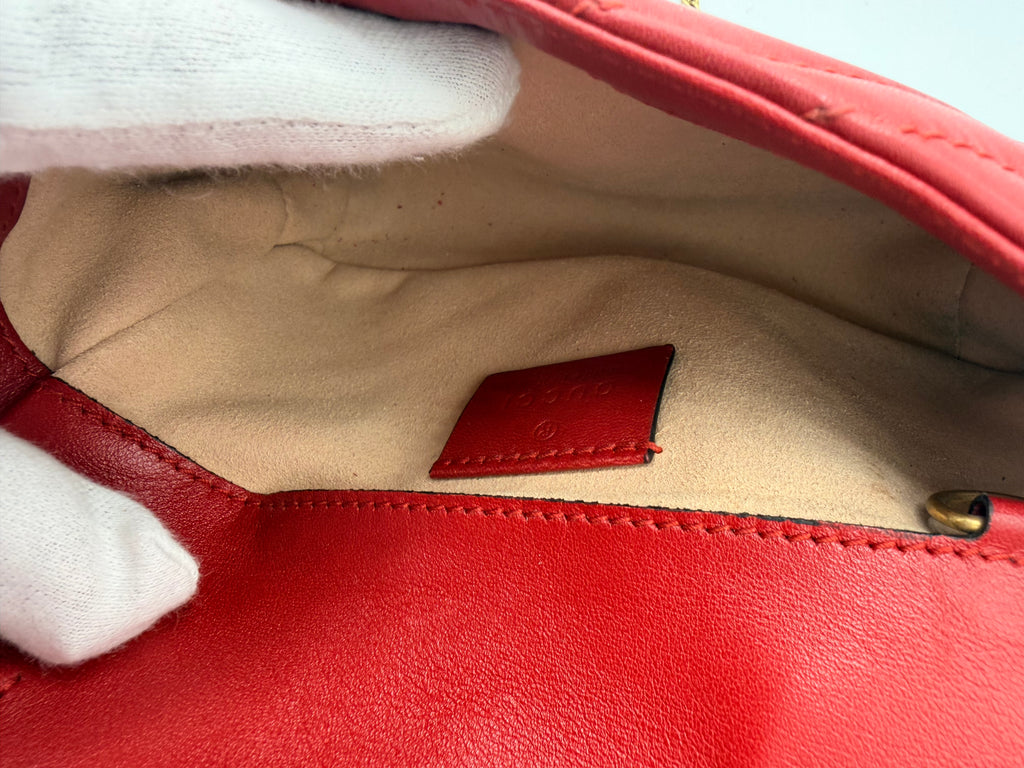 Gucci GG Marmont Super Mini Matelassé Leather Bag – Red