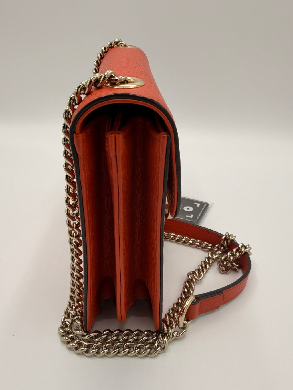 Gucci Dollar Calfskin Small Interlocking G Shoulder Bag in Orange Pebbled Leather