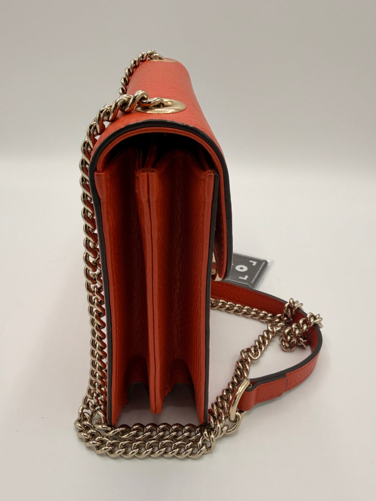 Gucci Dollar Calfskin Small Interlocking G Shoulder Bag in Orange Pebbled Leather