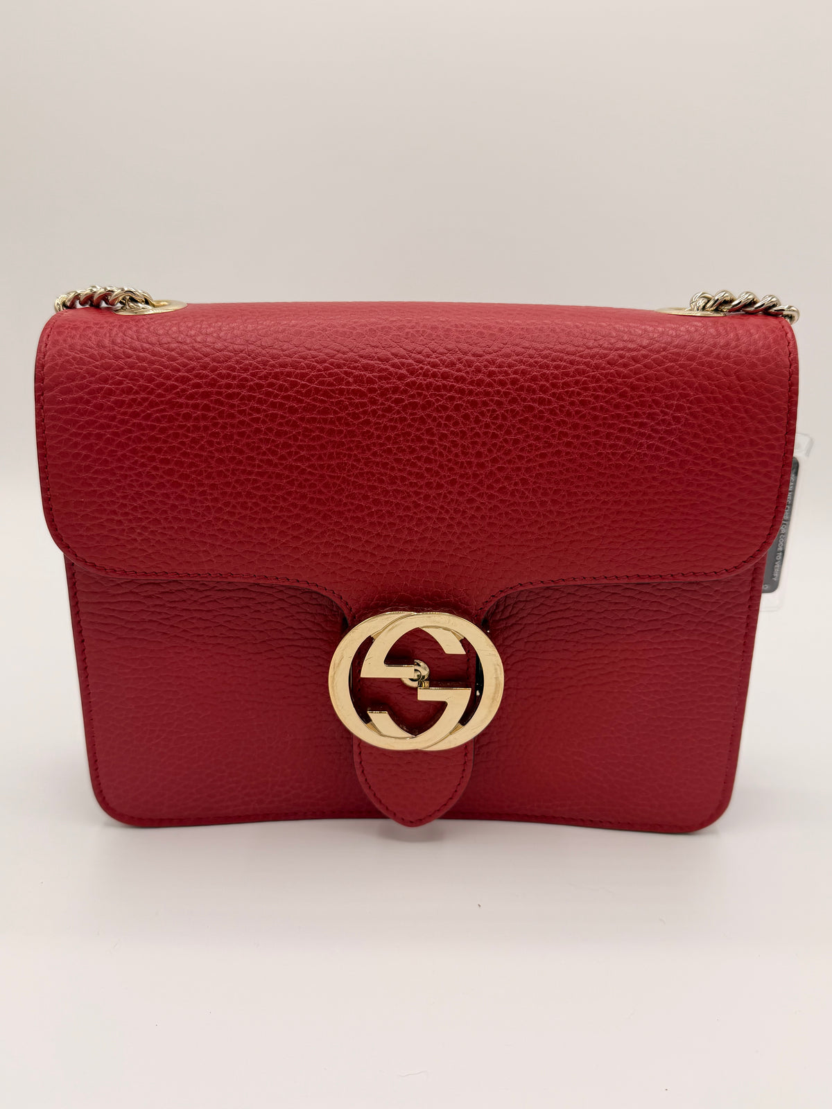 Gucci Dollar Calfskin Small Interlocking G Shoulder Bag in Orange Pebbled Leather