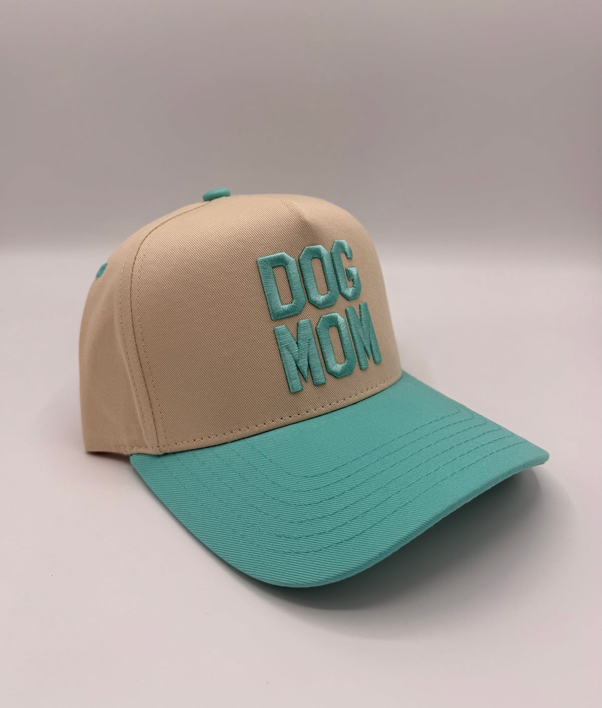 HAT | Dog Mom - Beige/Aqua