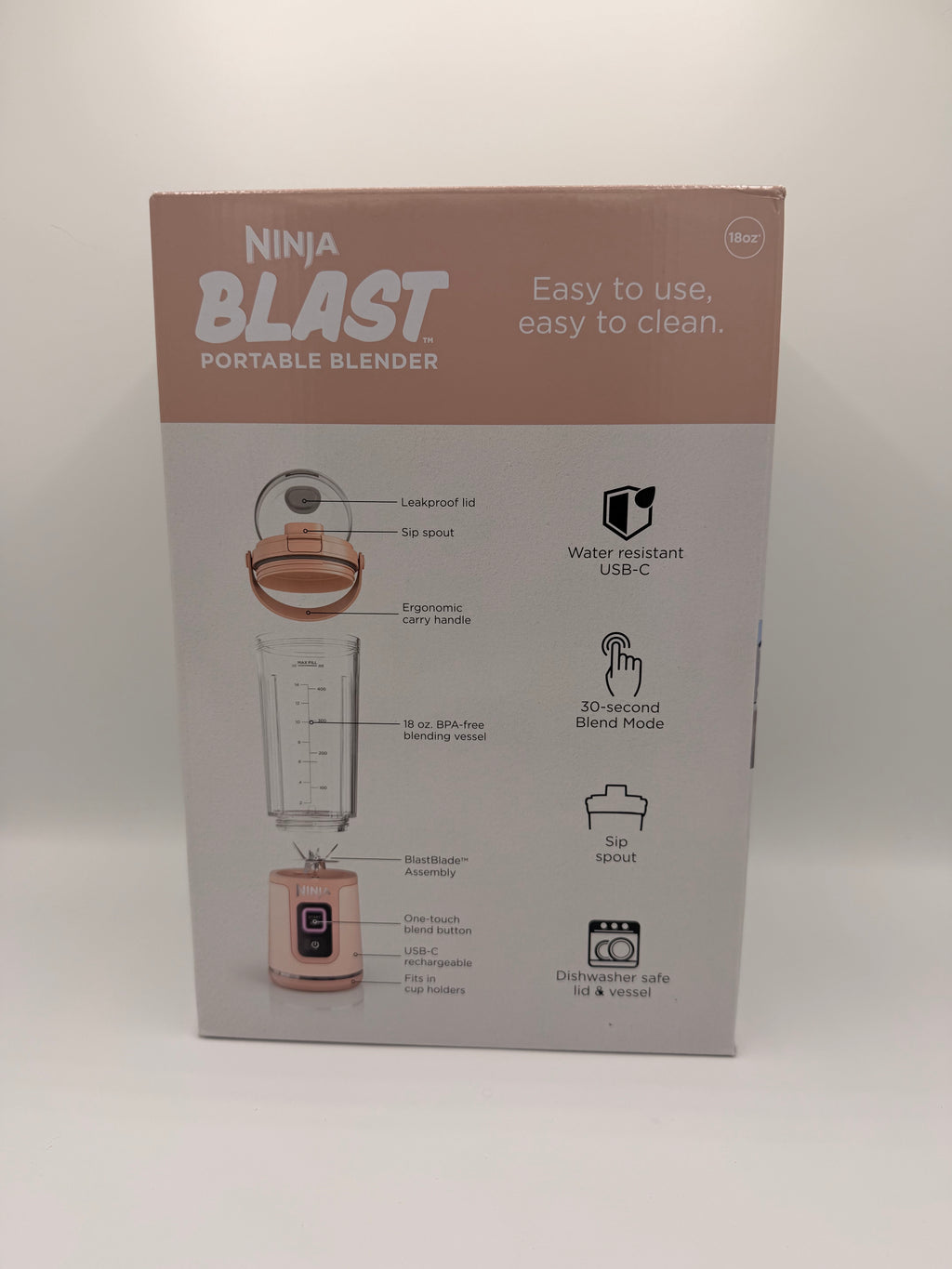 Ninja Blast Two-Pack Portable Blender – Peach & Stone