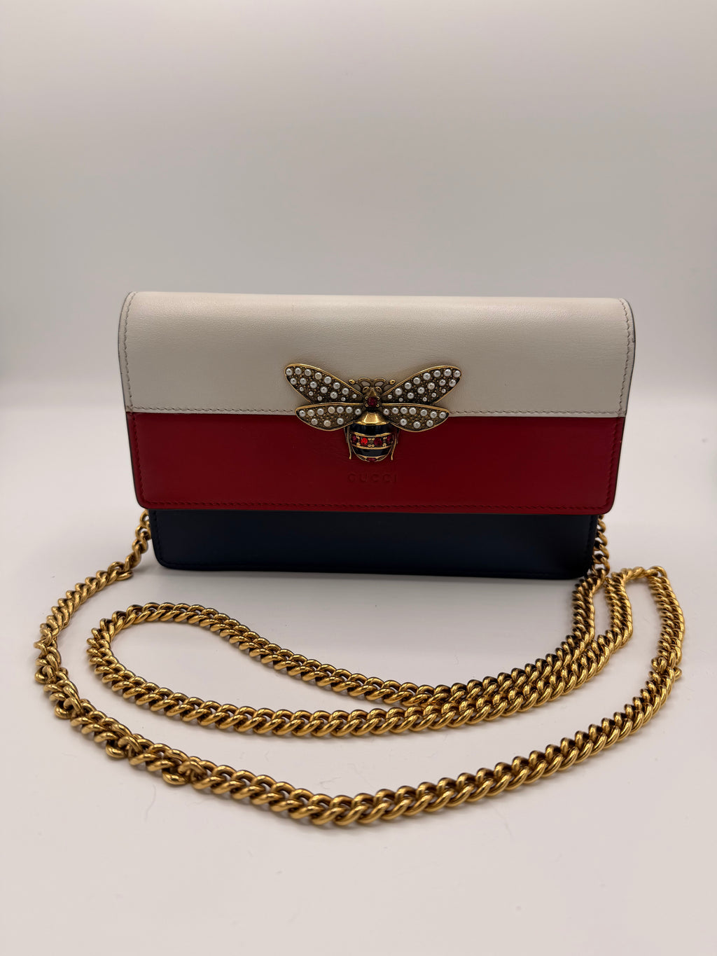 Gucci Queen Margaret Tricolor Leather Mini Bag / Wallet on Chain (WOC)