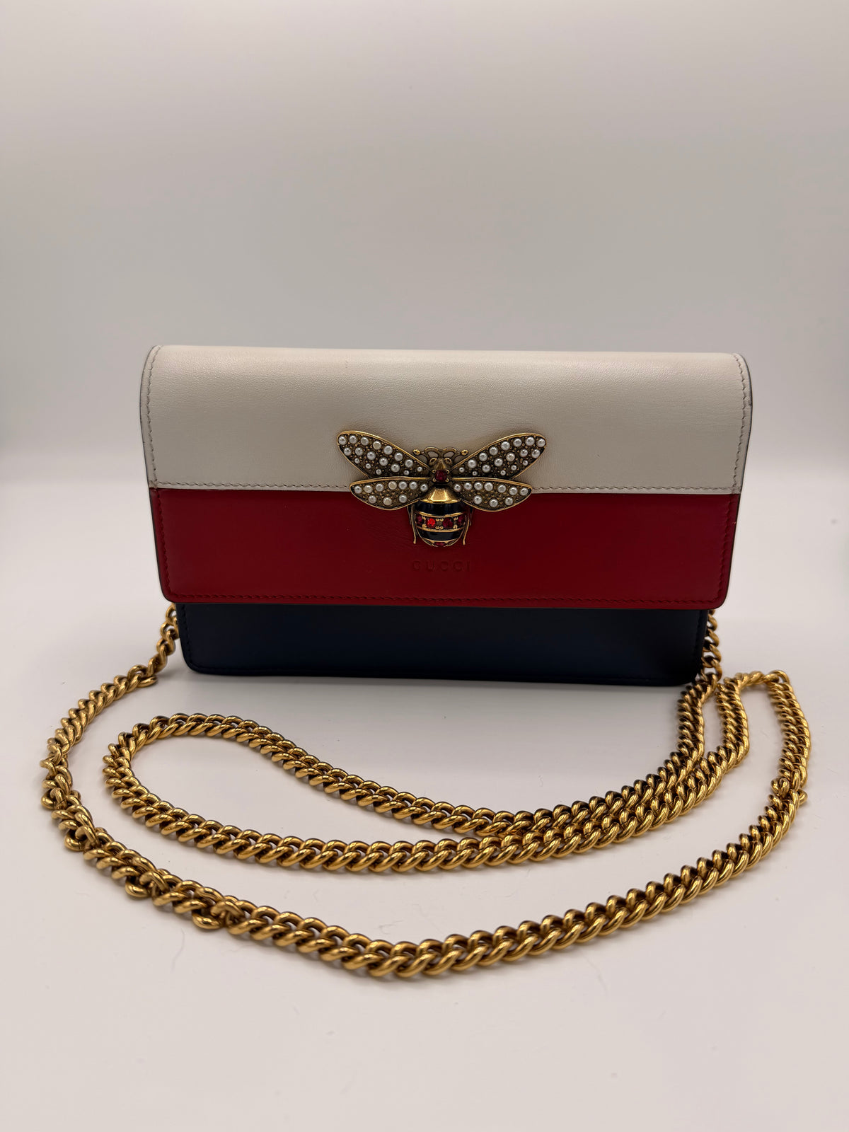 Gucci Queen Margaret Tricolor Leather Mini Bag / Wallet on Chain (WOC)