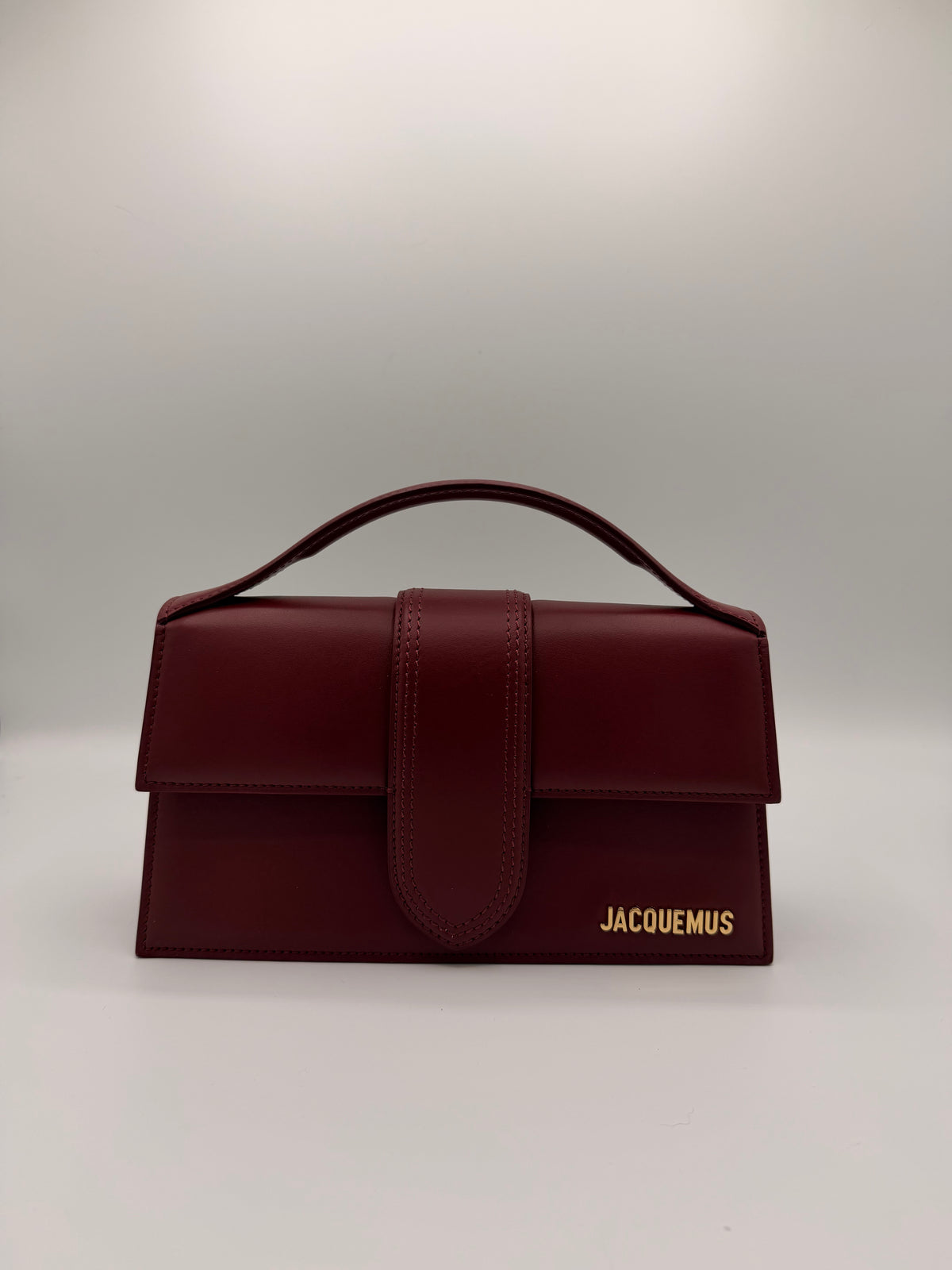 Jacquemus Le Bambino Burgundy Leather Top Handle Crossbody Bag