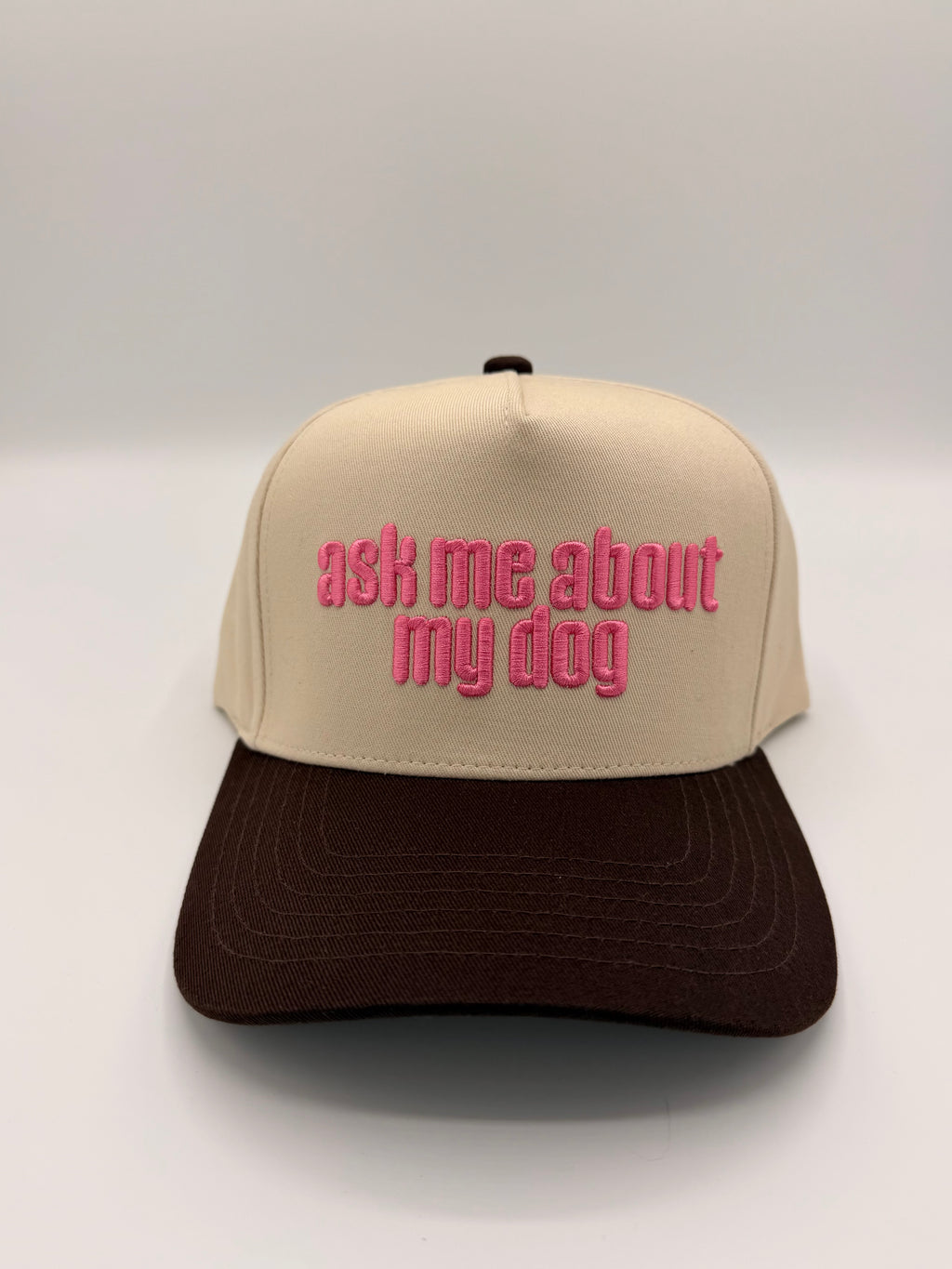 HAT | Ask Me About My Dog - Beige/Brown/Pink