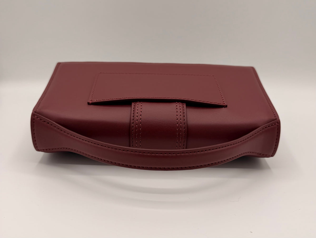 Jacquemus Le Bambino Burgundy Leather Top Handle Crossbody Bag