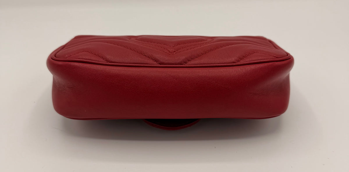 Gucci GG Marmont Super Mini Matelassé Leather Bag – Red