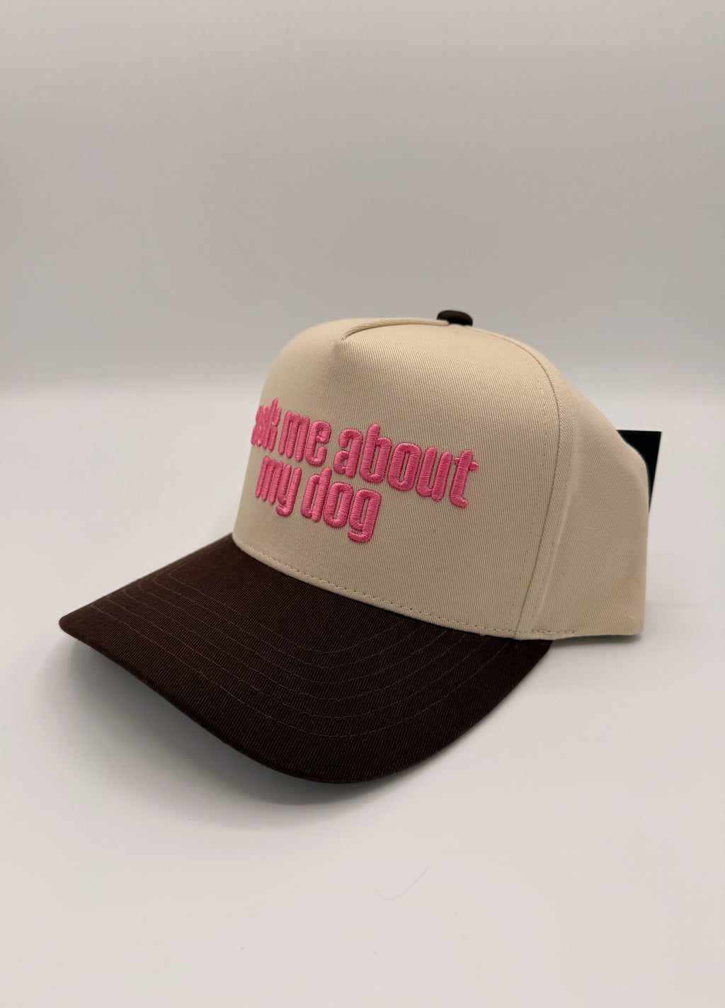 HAT | Ask Me About My Dog - Beige/Brown/Pink