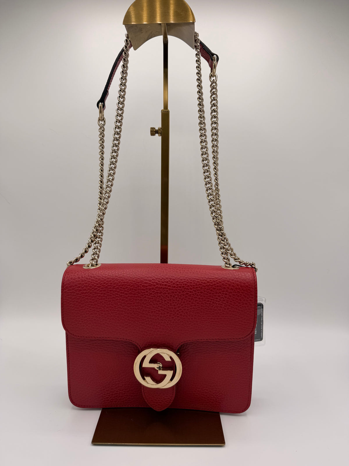 Gucci Dollar Calfskin Small Interlocking G Shoulder Bag in Orange Pebbled Leather