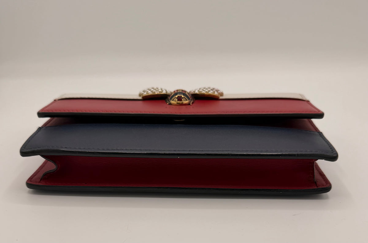 Gucci Queen Margaret Tricolor Leather Mini Bag / Wallet on Chain (WOC)