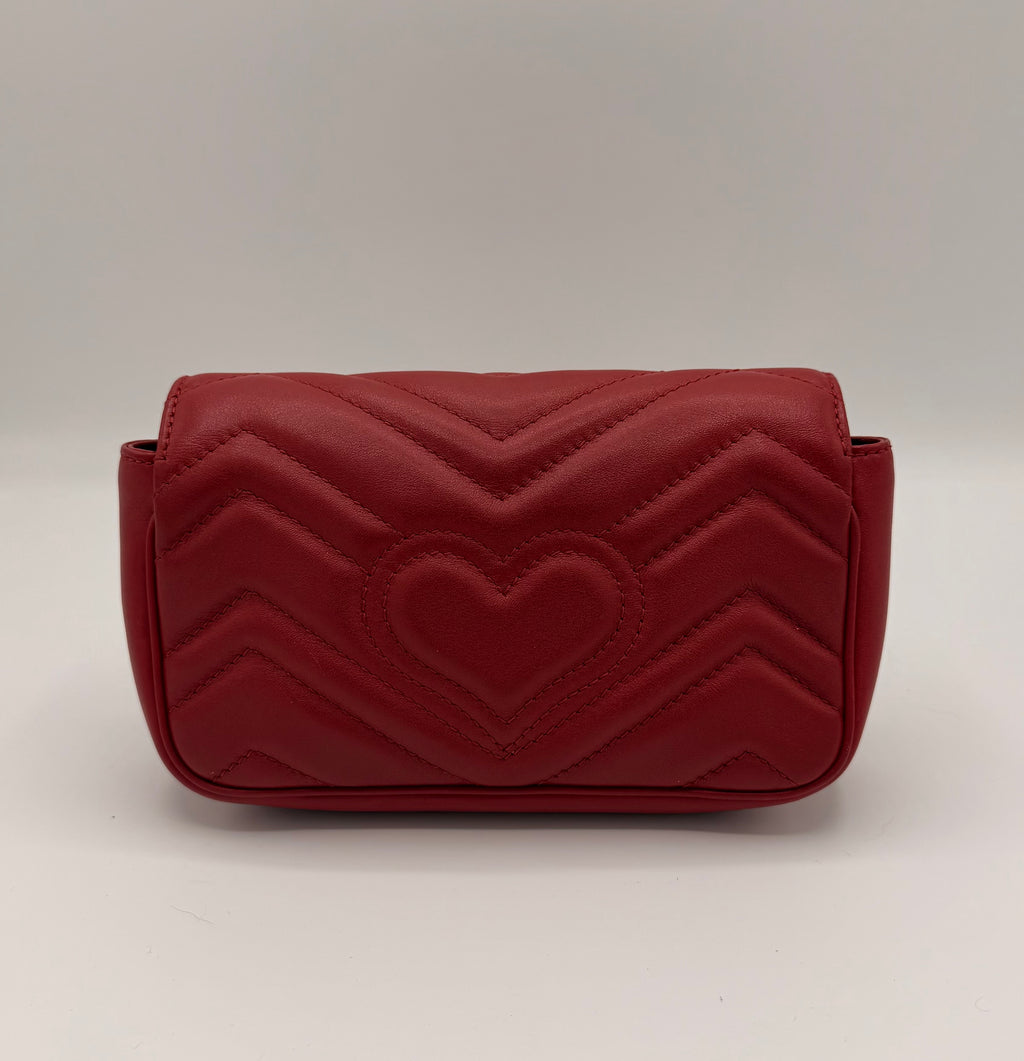 Gucci GG Marmont Super Mini Matelassé Leather Bag – Red