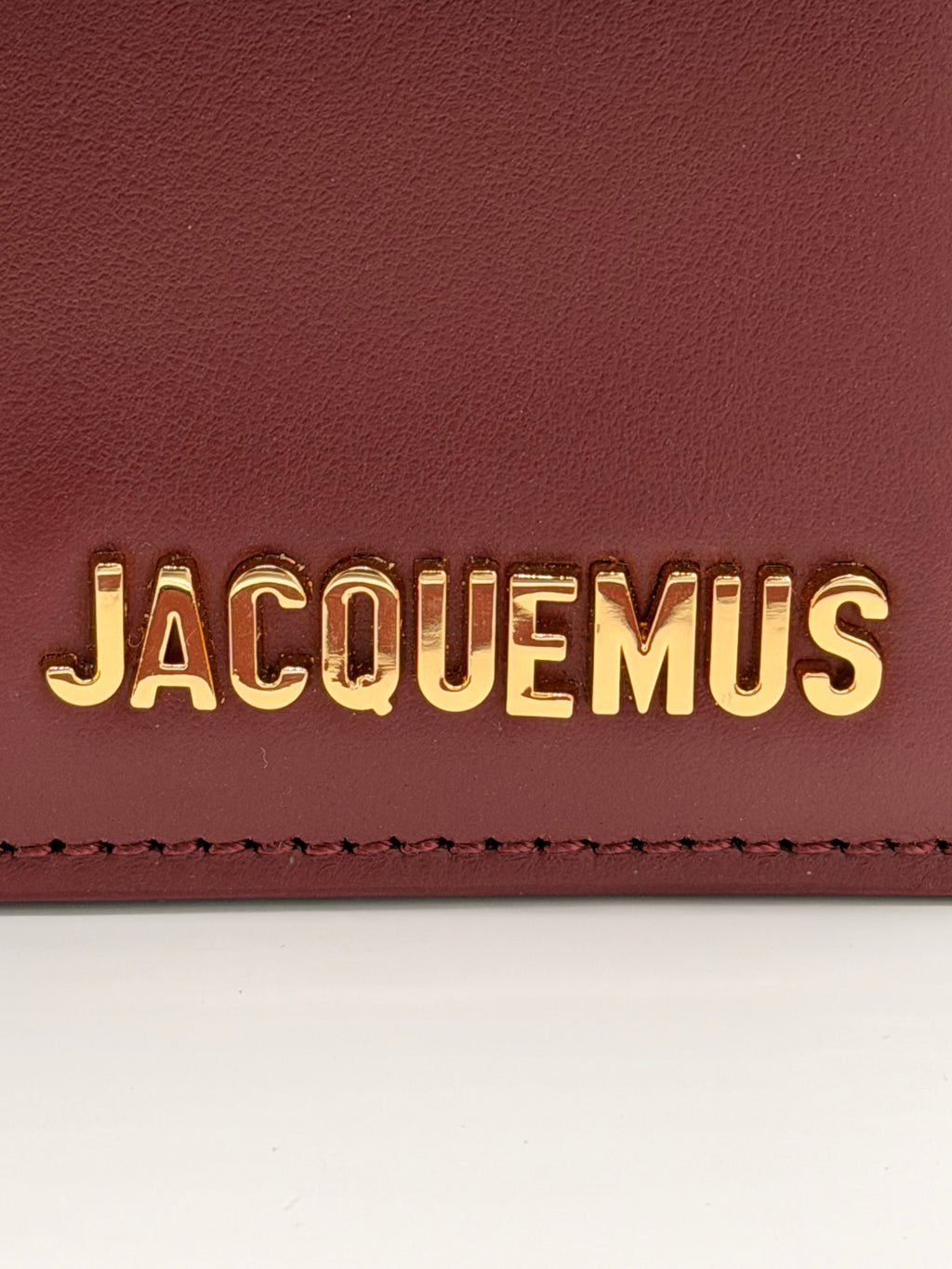 Jacquemus Le Bambino Burgundy Leather Top Handle Crossbody Bag