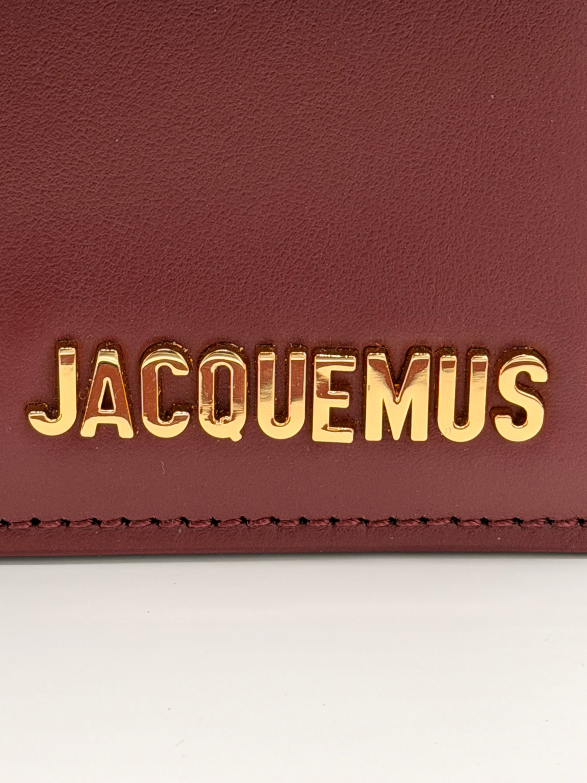Jacquemus Le Bambino Burgundy Leather Top Handle Crossbody Bag