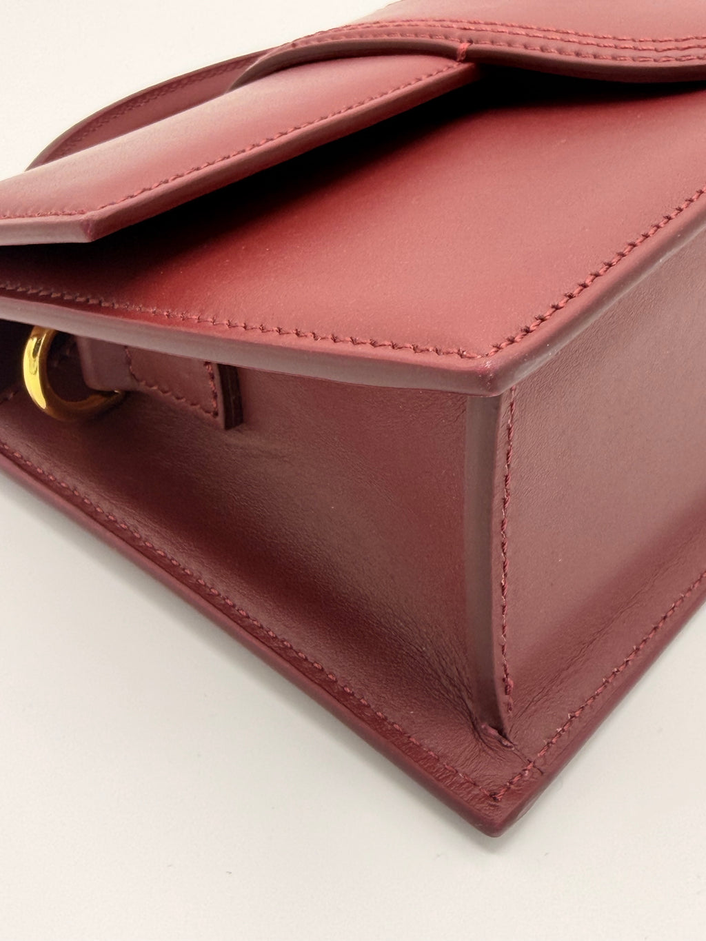 Jacquemus Le Bambino Burgundy Leather Top Handle Crossbody Bag