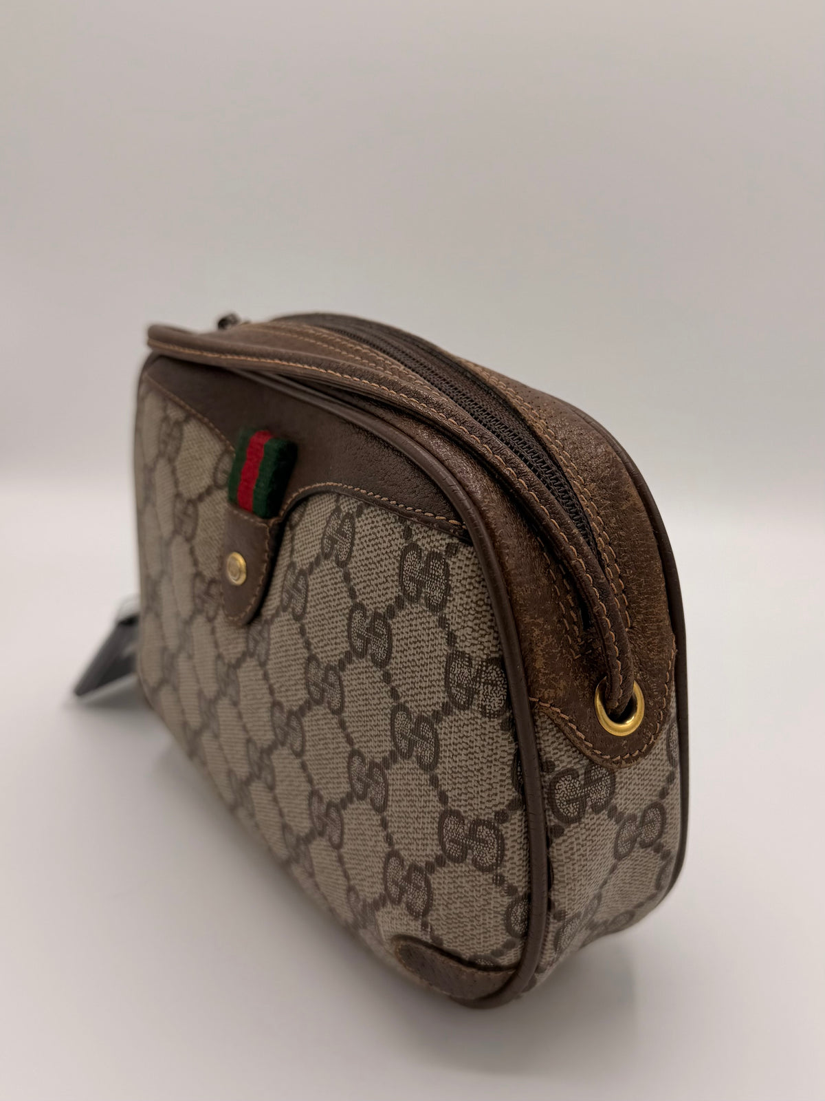 Vintage Gucci GG Supreme Sherry Line / Web Stripe Small Crossbody Bag [89.02.066]