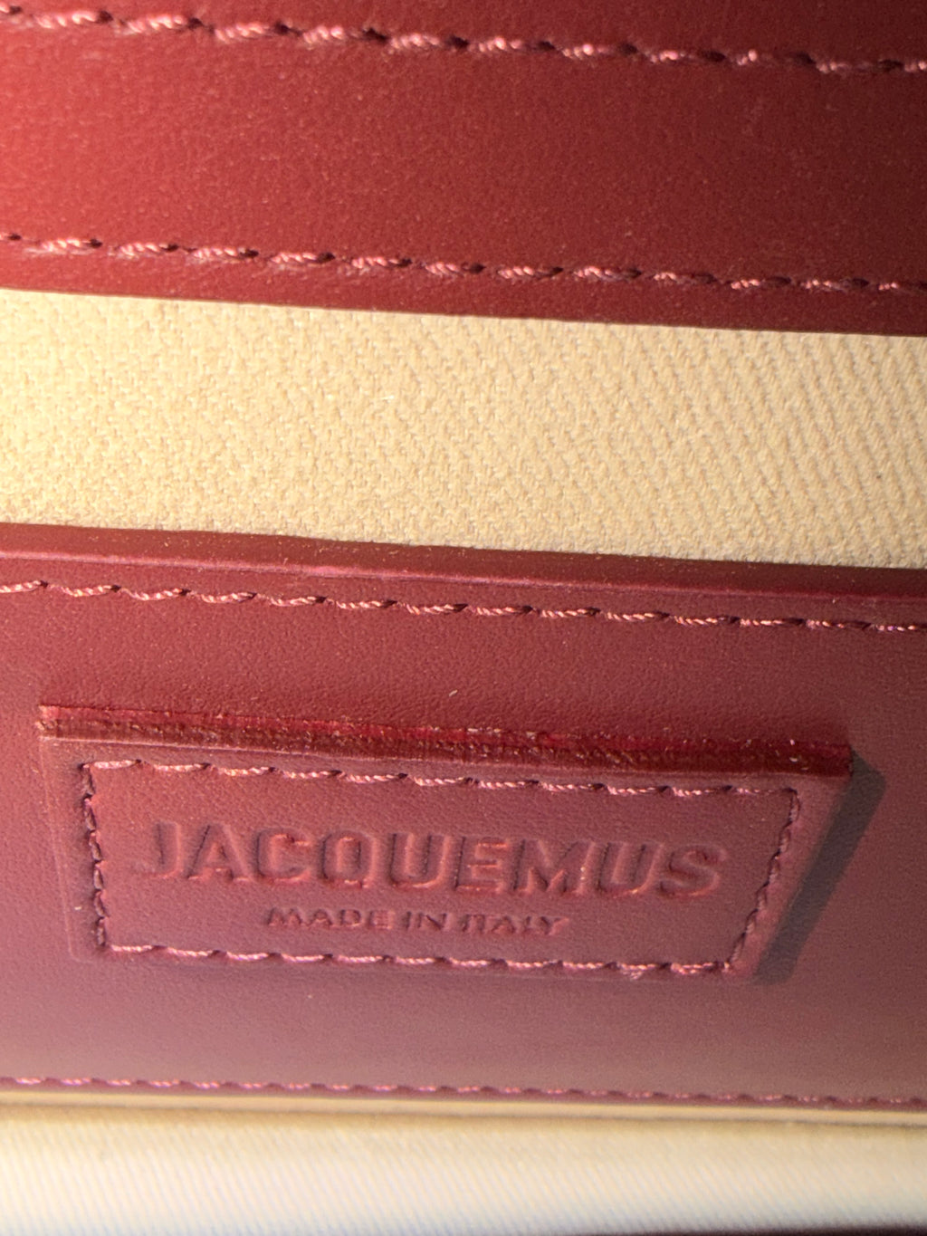 Jacquemus Le Bambino Burgundy Leather Top Handle Crossbody Bag