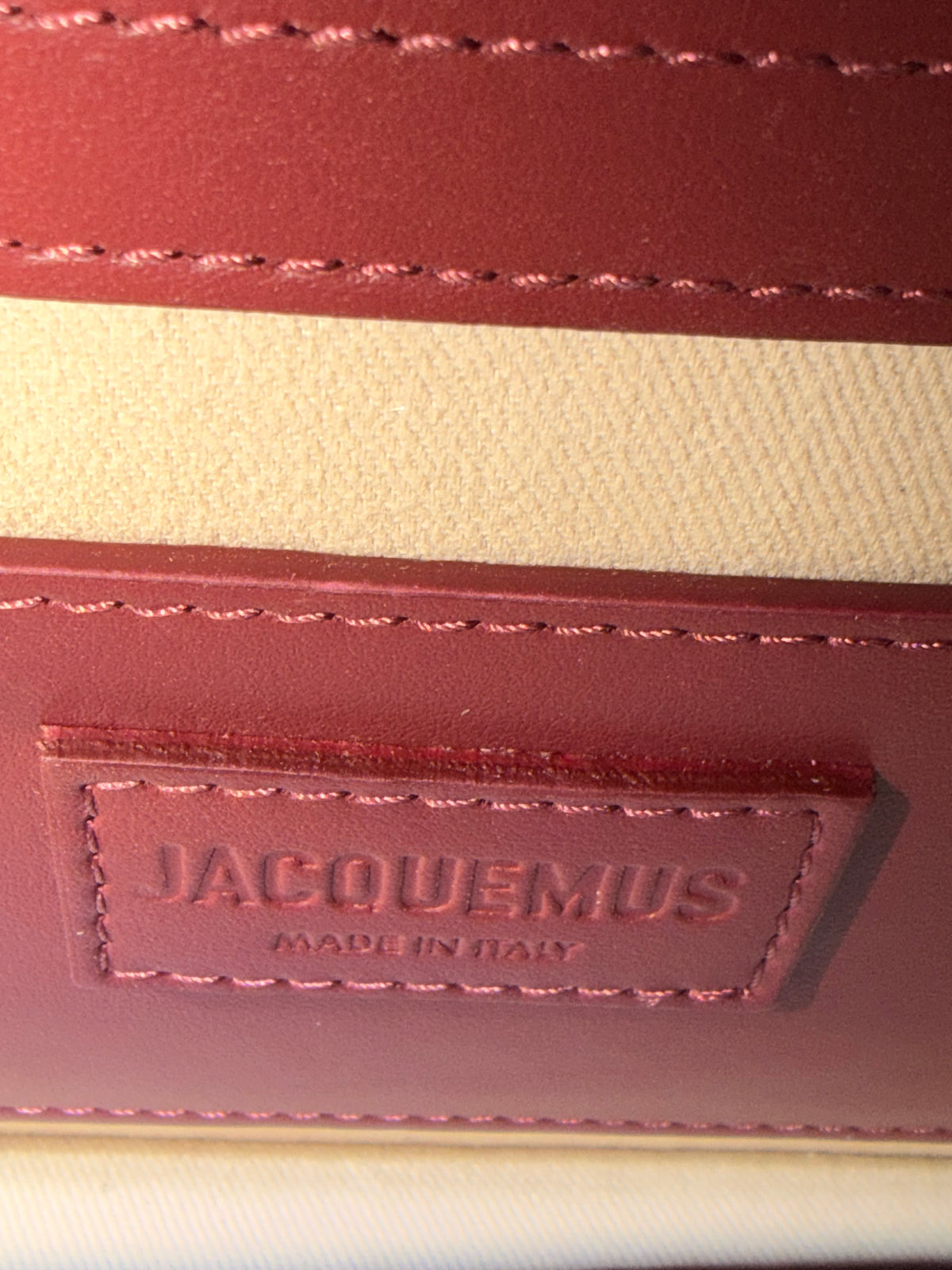 Jacquemus Le Bambino Burgundy Leather Top Handle Crossbody Bag