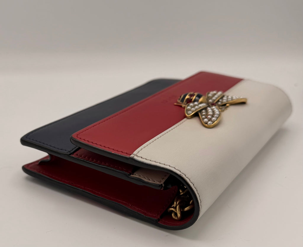 Gucci Queen Margaret Tricolor Leather Mini Bag / Wallet on Chain (WOC)