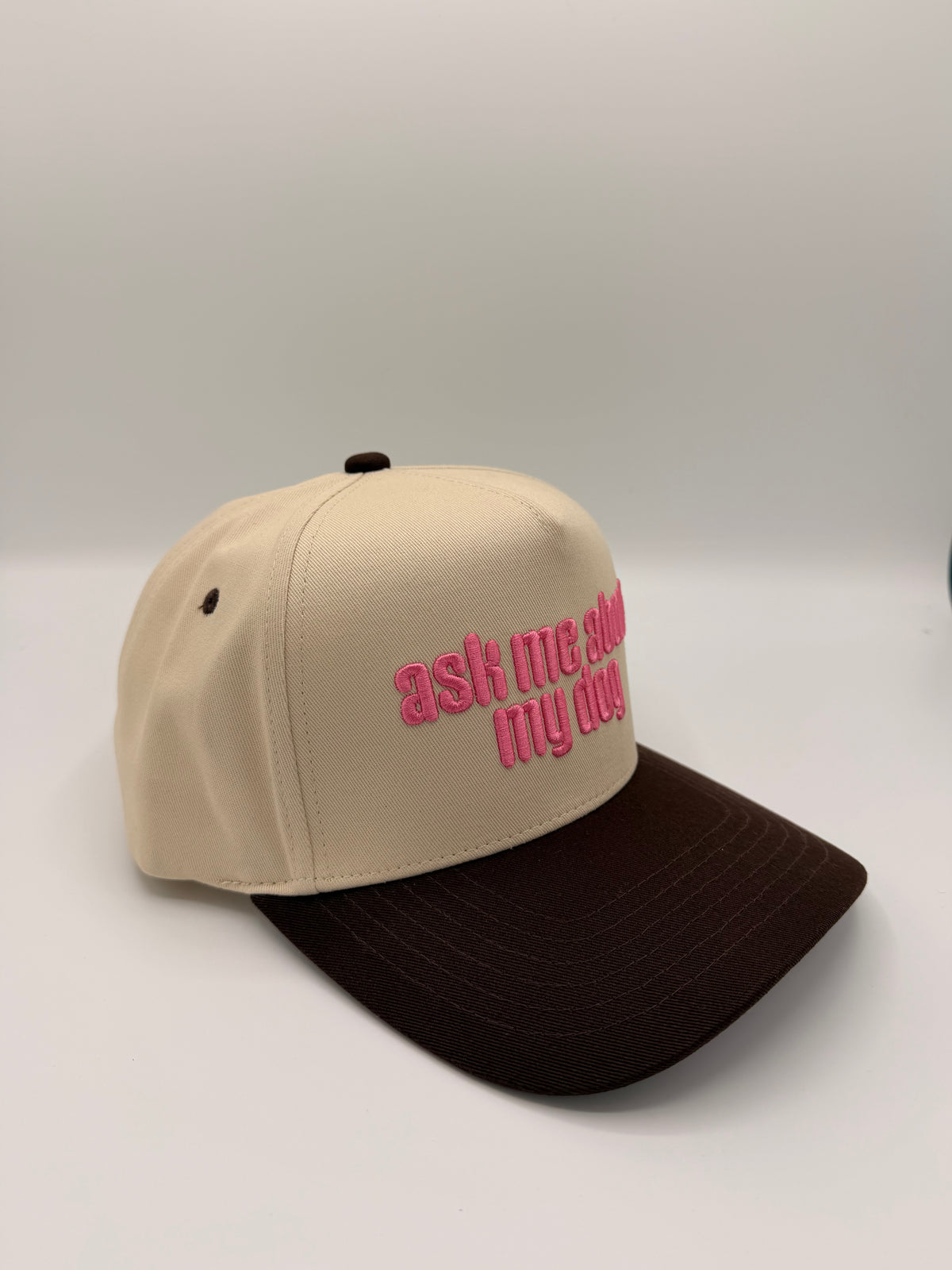 HAT | Ask Me About My Dog - Beige/Brown/Pink