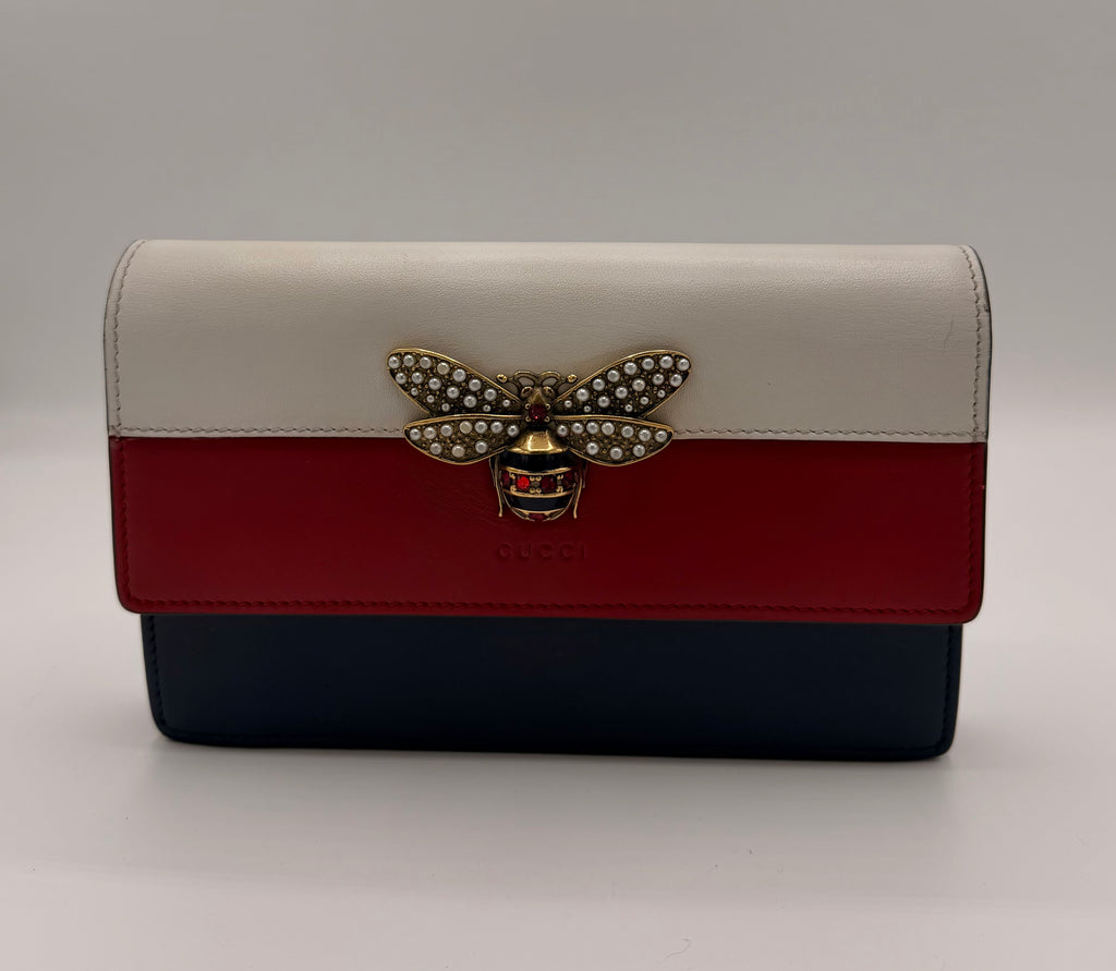 Gucci Queen Margaret Tricolor Leather Mini Bag / Wallet on Chain (WOC)