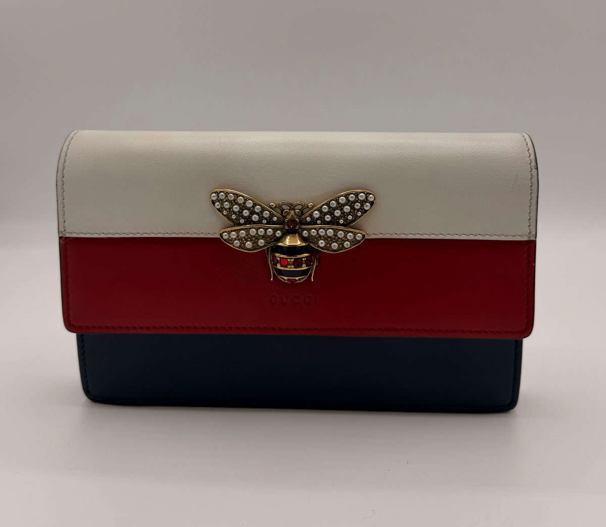 Gucci Queen Margaret Tricolor Leather Mini Bag / Wallet on Chain (WOC)