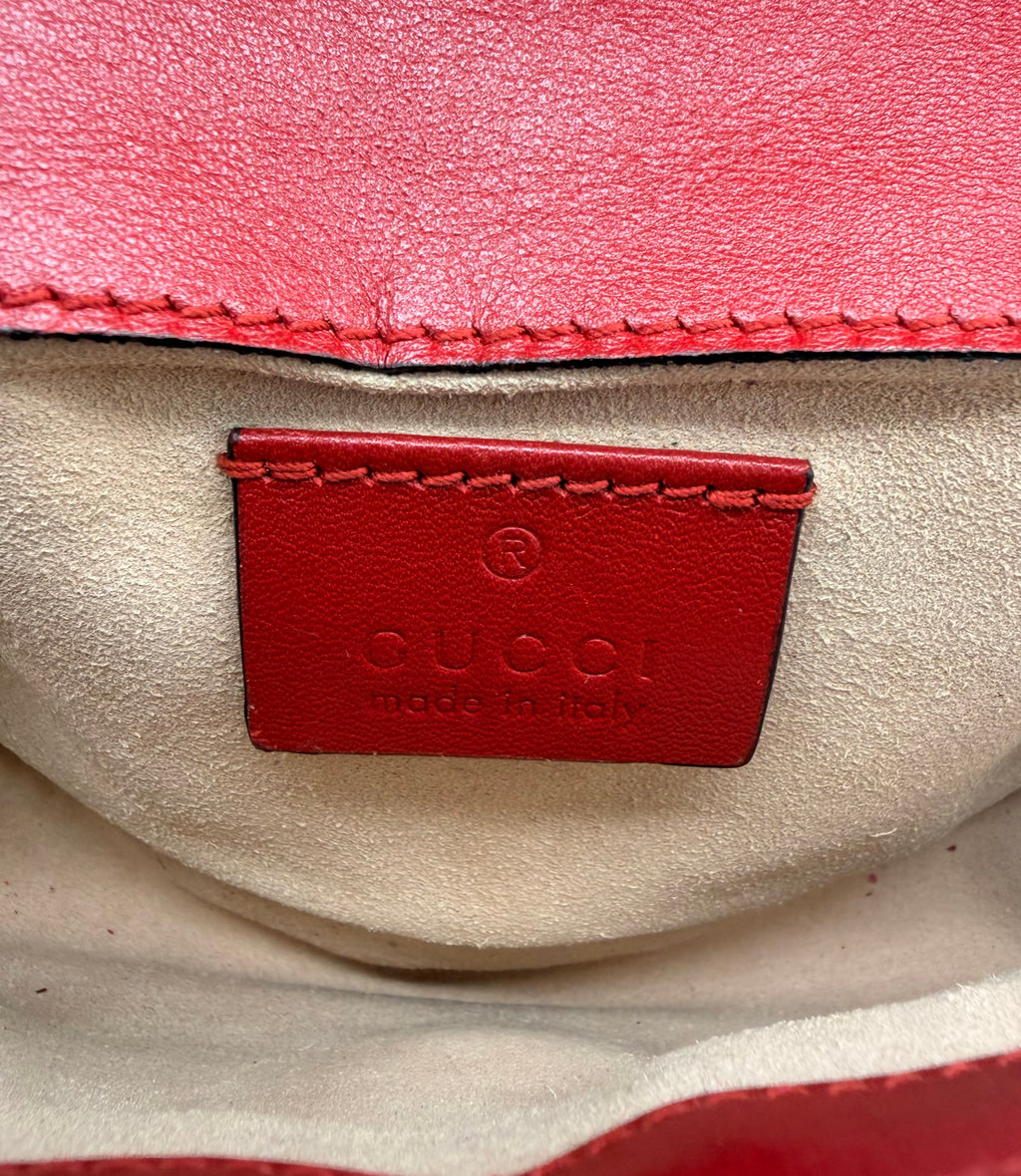 Gucci GG Marmont Super Mini Matelassé Leather Bag – Red