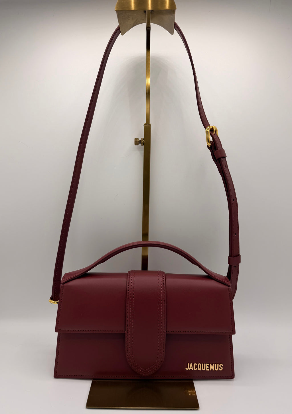 Jacquemus Le Bambino Burgundy Leather Top Handle Crossbody Bag