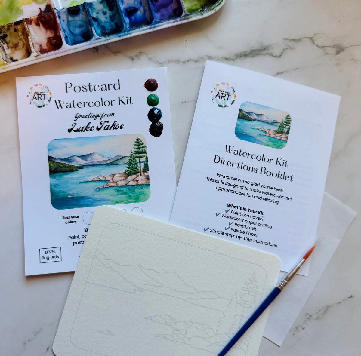 Lake Tahoe Watercolor Postcard Kit