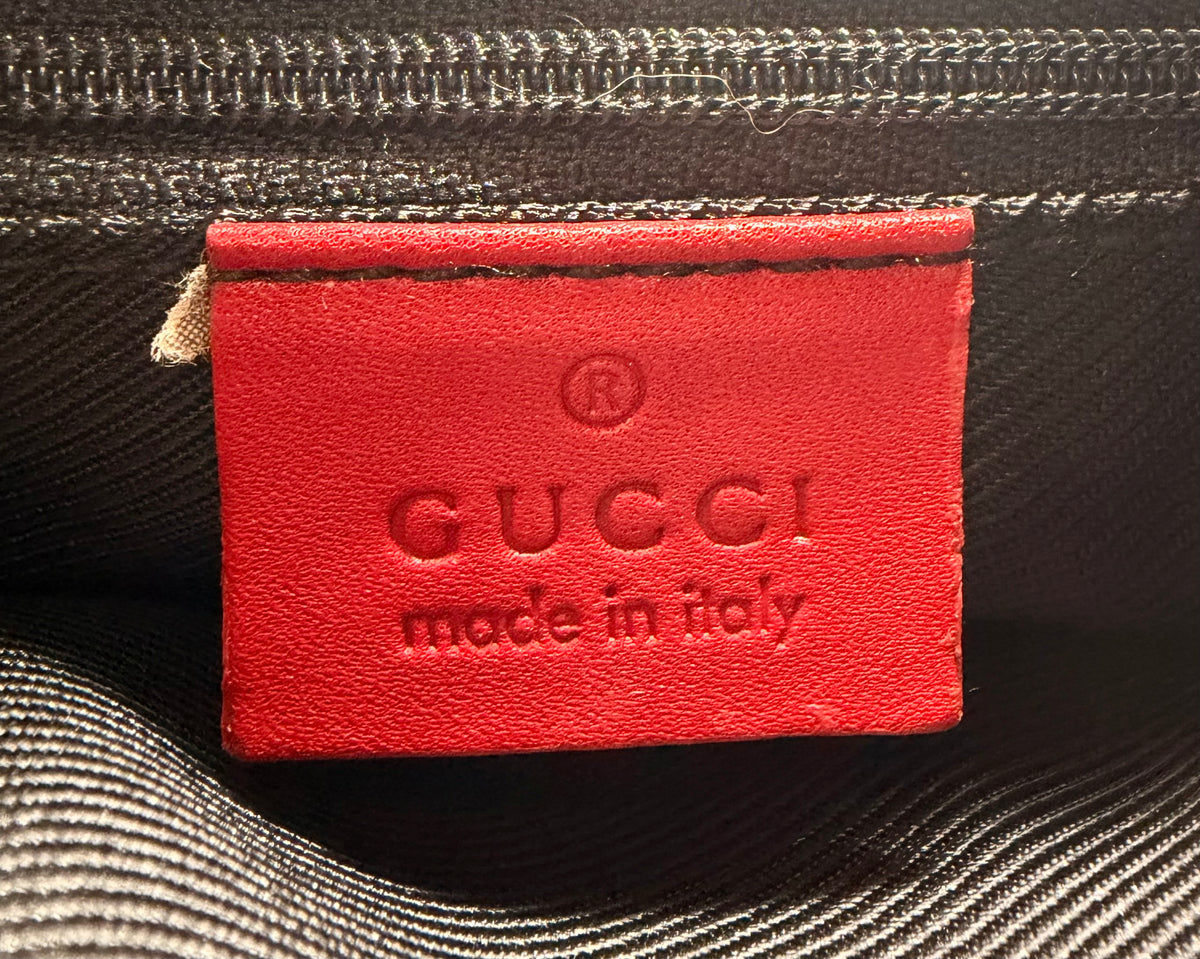 Gucci GG Canvas Top-Handle Bag, Red Trim [Model 000 0856]