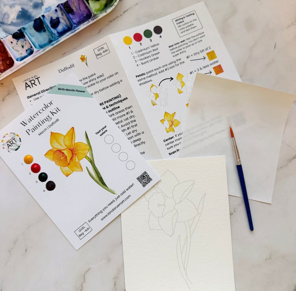 Daffodil Watercolor Kit | March Birth Month Flower