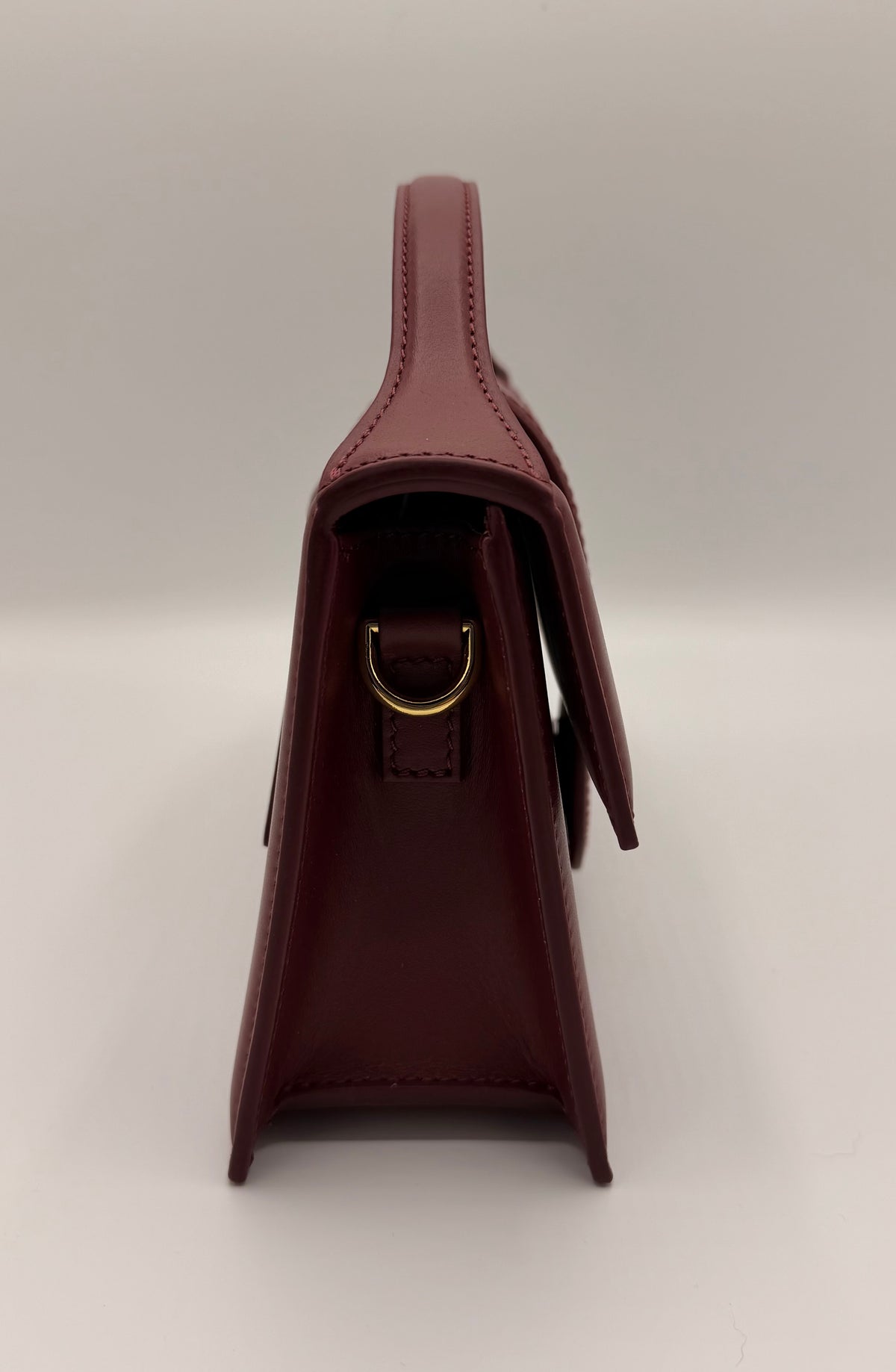 Jacquemus Le Bambino Burgundy Leather Top Handle Crossbody Bag