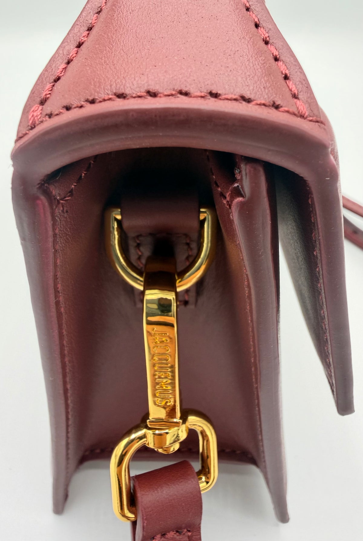 Jacquemus Le Bambino Burgundy Leather Top Handle Crossbody Bag
