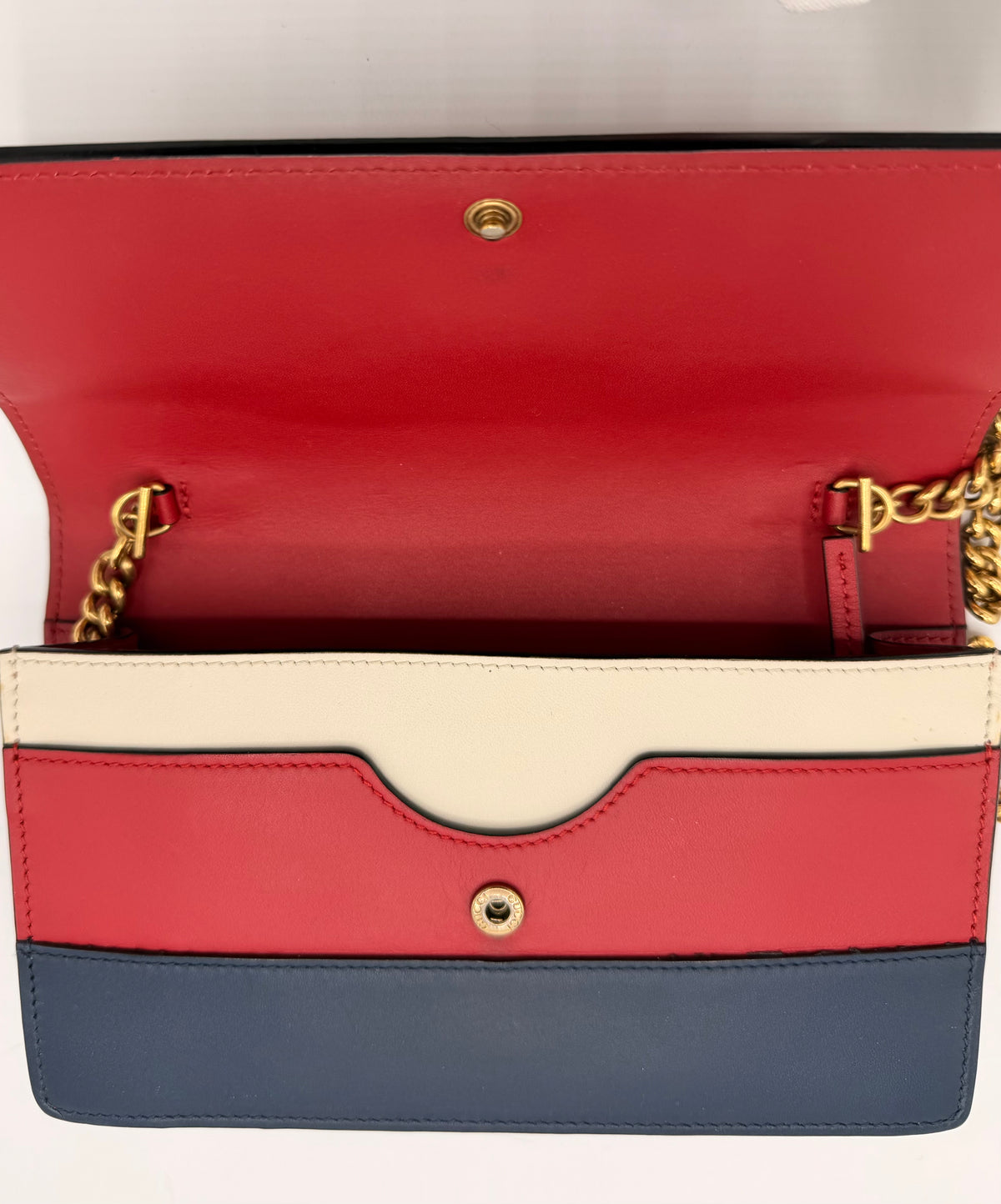 Gucci Queen Margaret Tricolor Leather Mini Bag / Wallet on Chain (WOC)