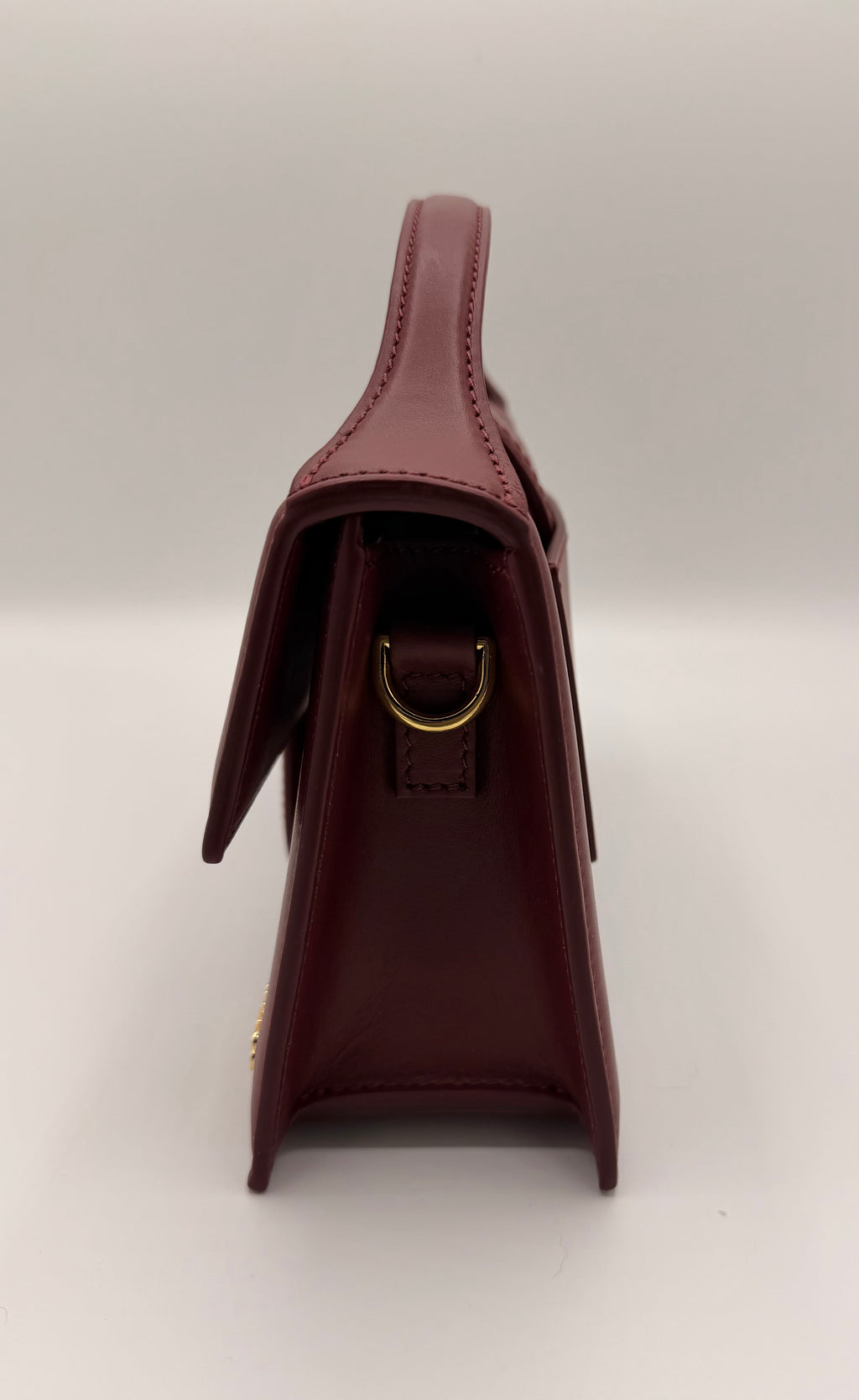 Jacquemus Le Bambino Burgundy Leather Top Handle Crossbody Bag