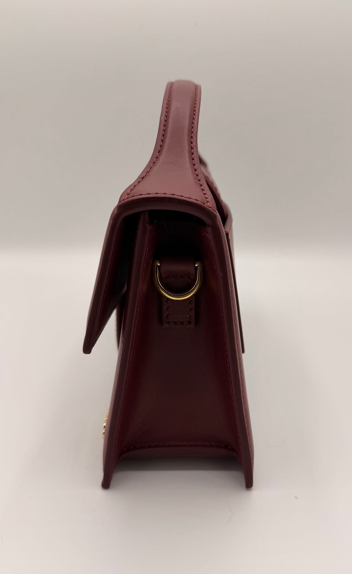 Jacquemus Le Bambino Burgundy Leather Top Handle Crossbody Bag