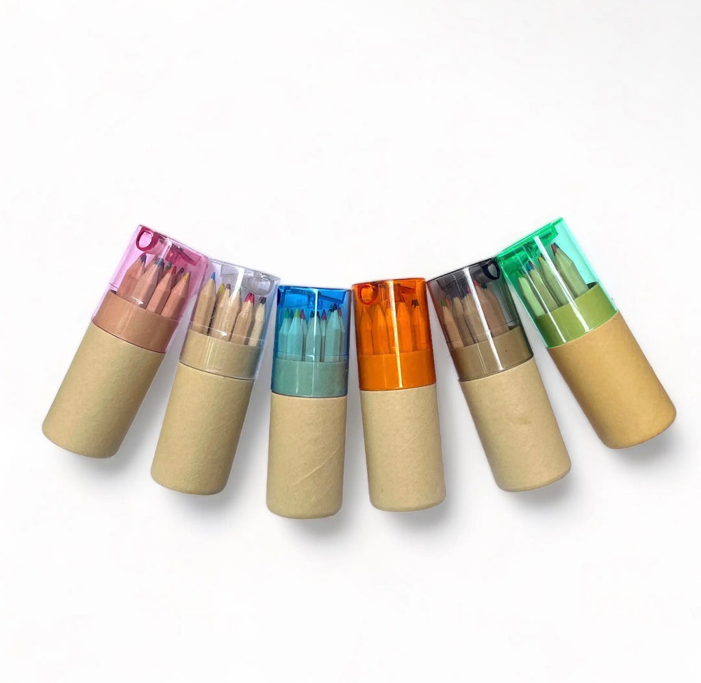 Mini Travel Compact Colored Pencils with Built in Sharpener