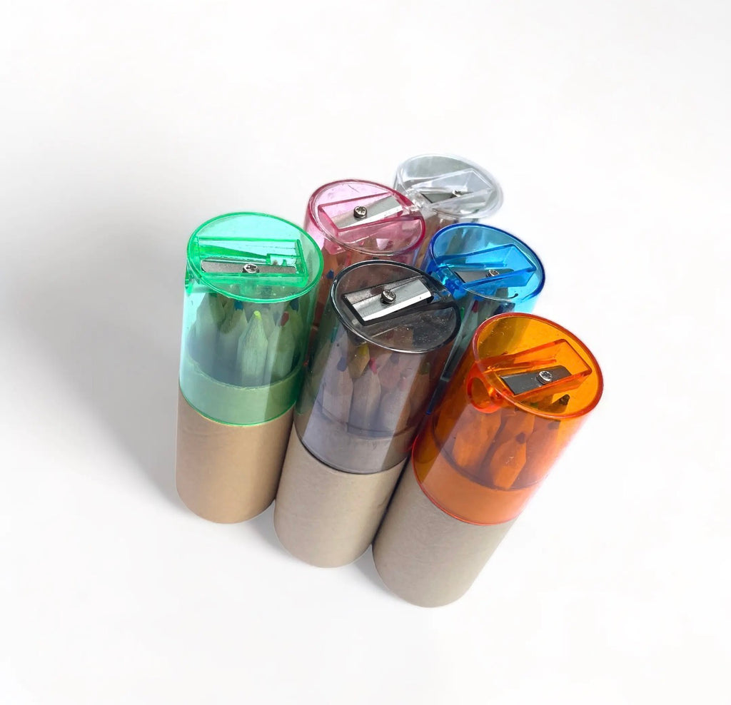 Mini Travel Compact Colored Pencils with Built in Sharpener